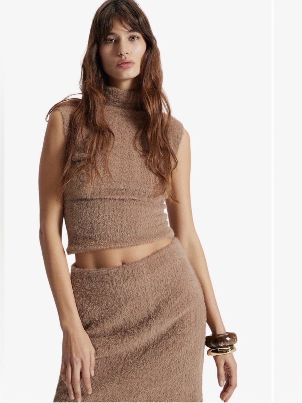 THEO The Label Carme Plush Lace Skirt Cappuccino